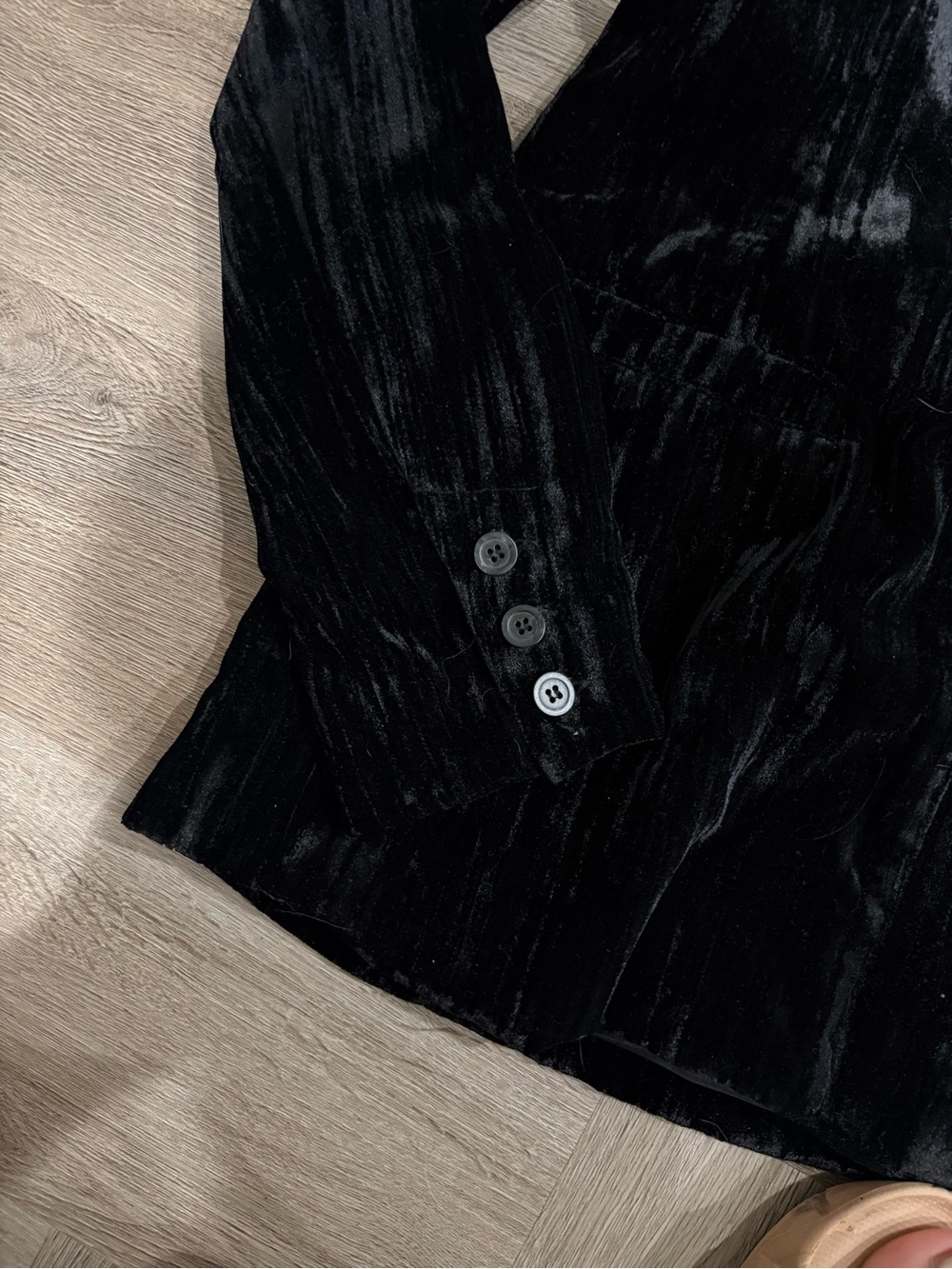Michael Stars Black crushed velvet Open-Front Blazer Size S - Picture 5 of 7